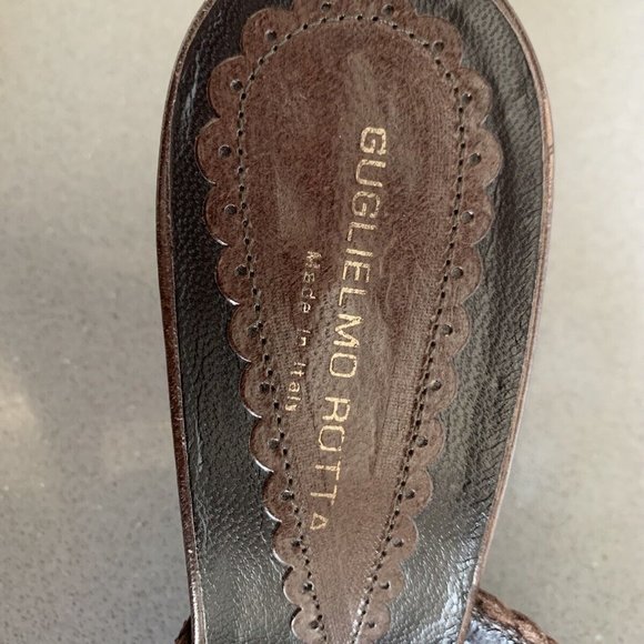 *NIB* GUGLIELMO ROTTA "INTRECCIATO" BROWN LEATHER SLIDE SANDAL_sz 9 - Picture 8 of 13